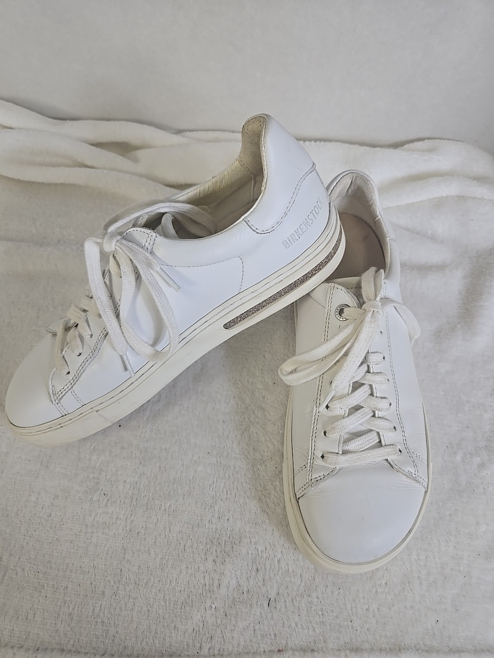 Birkenstock White Low-Top Leather Sneakers